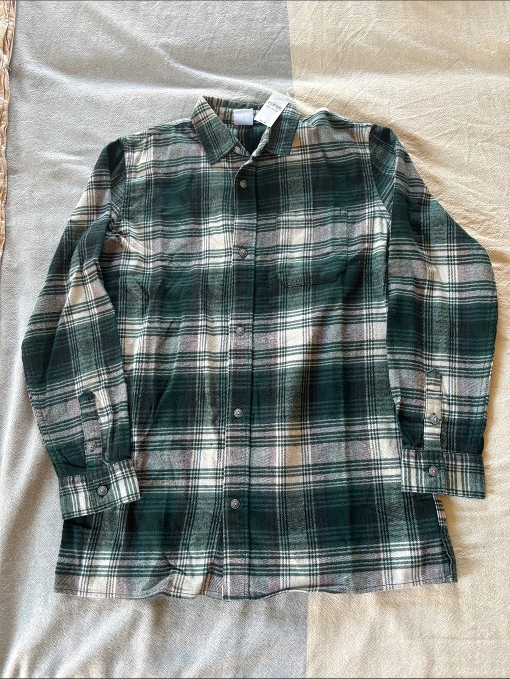 NWT Gap Boy’s Green Plaid Flannel Button-Up Shirt